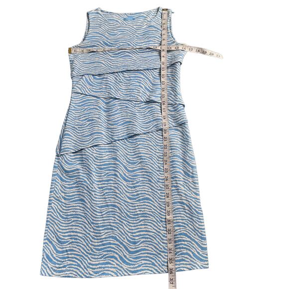J. Mclaughlin Blue White Catalina Cloth Scuba Dress Tiered Zebra Stripe Print XS - Picture 5 of 6